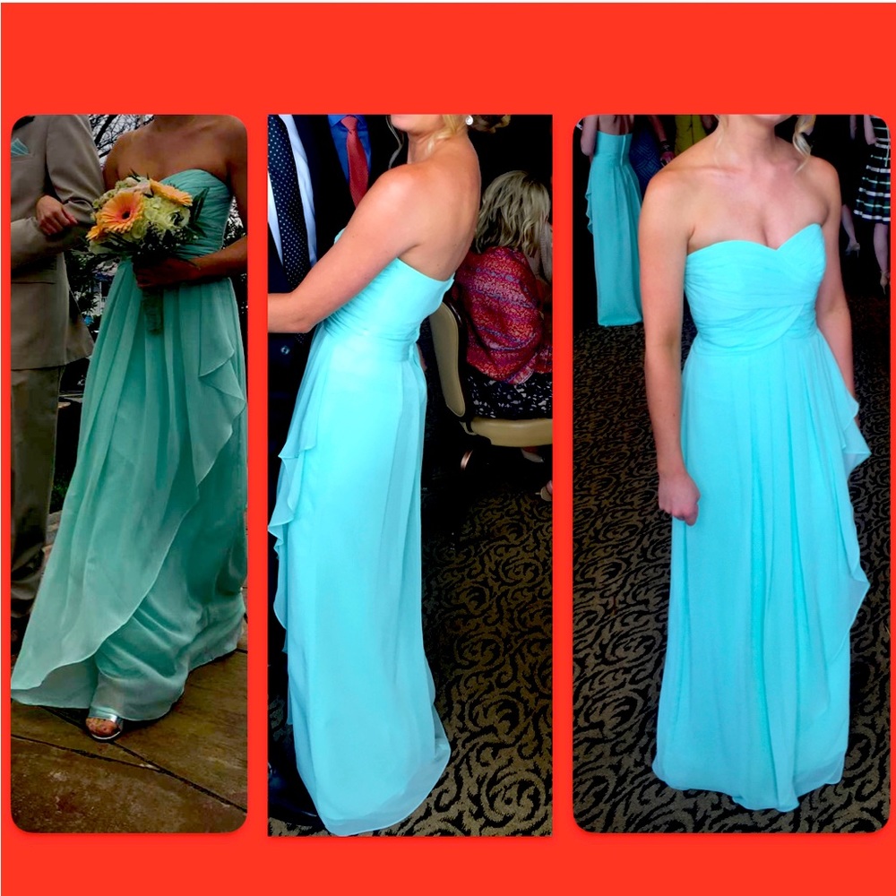 David's Bridal Bridesmaid Strapless Dress/ Size 0/ Color Mint